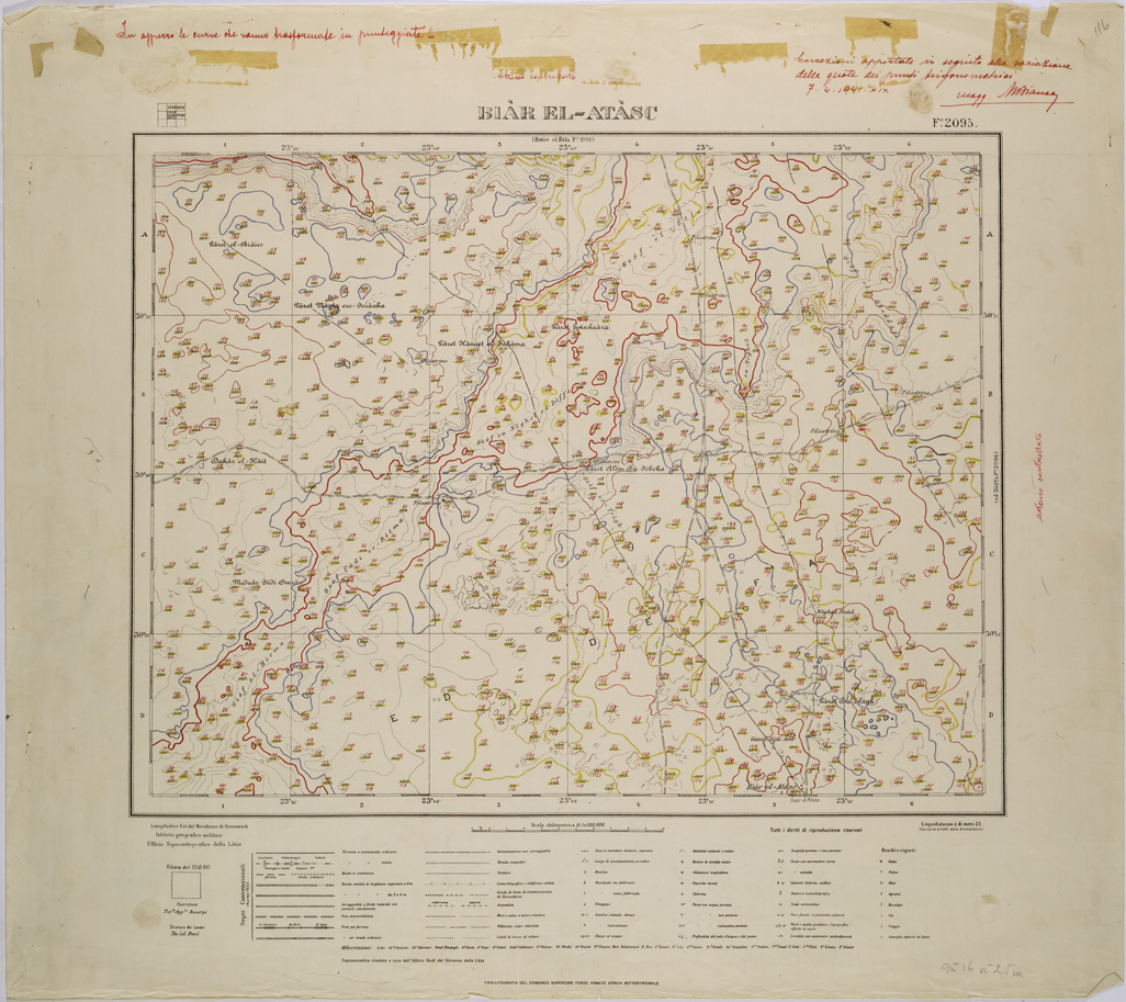 (N:31420) CONTROLLO  E REVISIONE CURVE E QUOTE - FOGLIO 2095 - BIAR EL-ATASC. (SE005476) Carte e stampe antiche: riproduzione a colori su carta (formato A1)