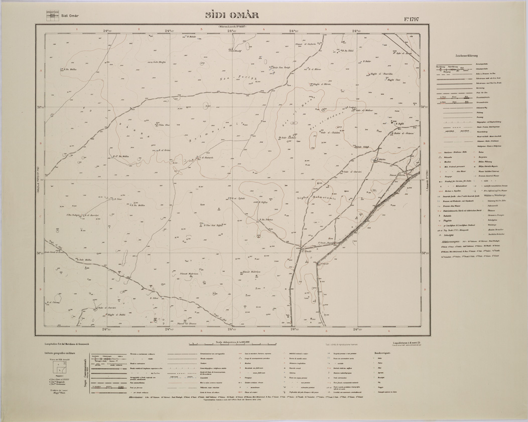 (N:31424) TRIANGOLI DELLA RETE GEODETICA SU FOGLI - SIDI OMAR. (SE005480) Carte e stampe antiche: riproduzione a colori su carta (formato A1)