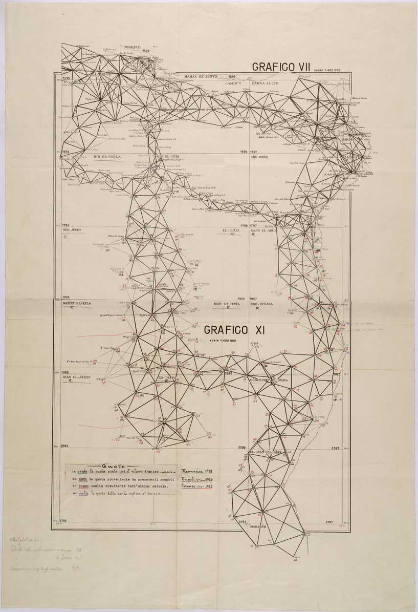 (N:31434) GRAFICO DELLA TRIANGOLAZIONE SU FOGLIO - GRAFICO VII. (SE005490) Carte e stampe antiche: riproduzione a colori su carta (formato A1)