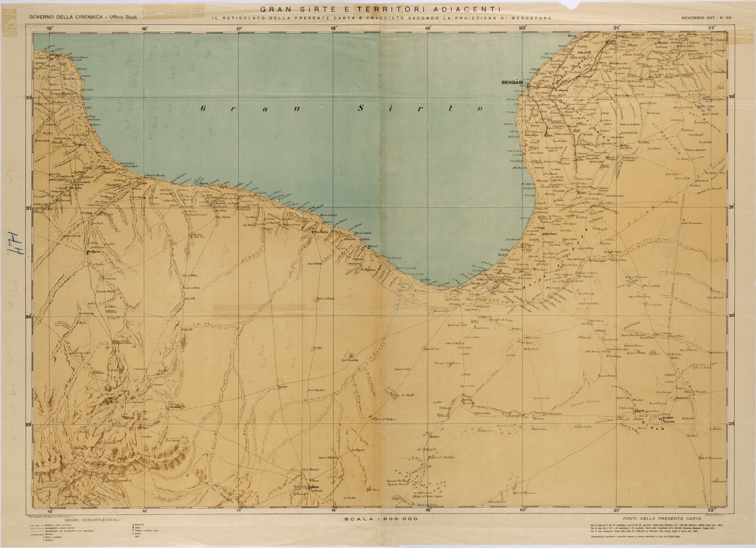 (N:31446) GRAN SIRTE E TERRITORI ADIACENTI. (SE005503) Carte e stampe antiche: riproduzione a colori su carta (formato A1)