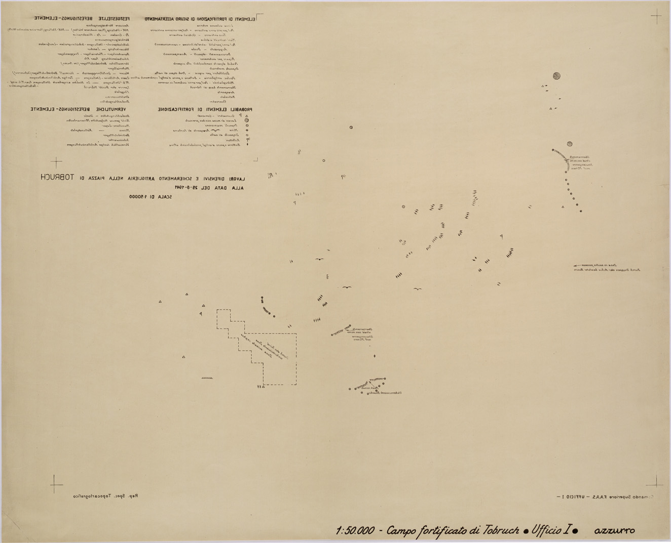 (N:31474) CAMPO FORTIFICATO DI TOBRUCH - AZZURRO. (SE005533) Carte e stampe antiche: riproduzione a colori su carta (formato A1)
