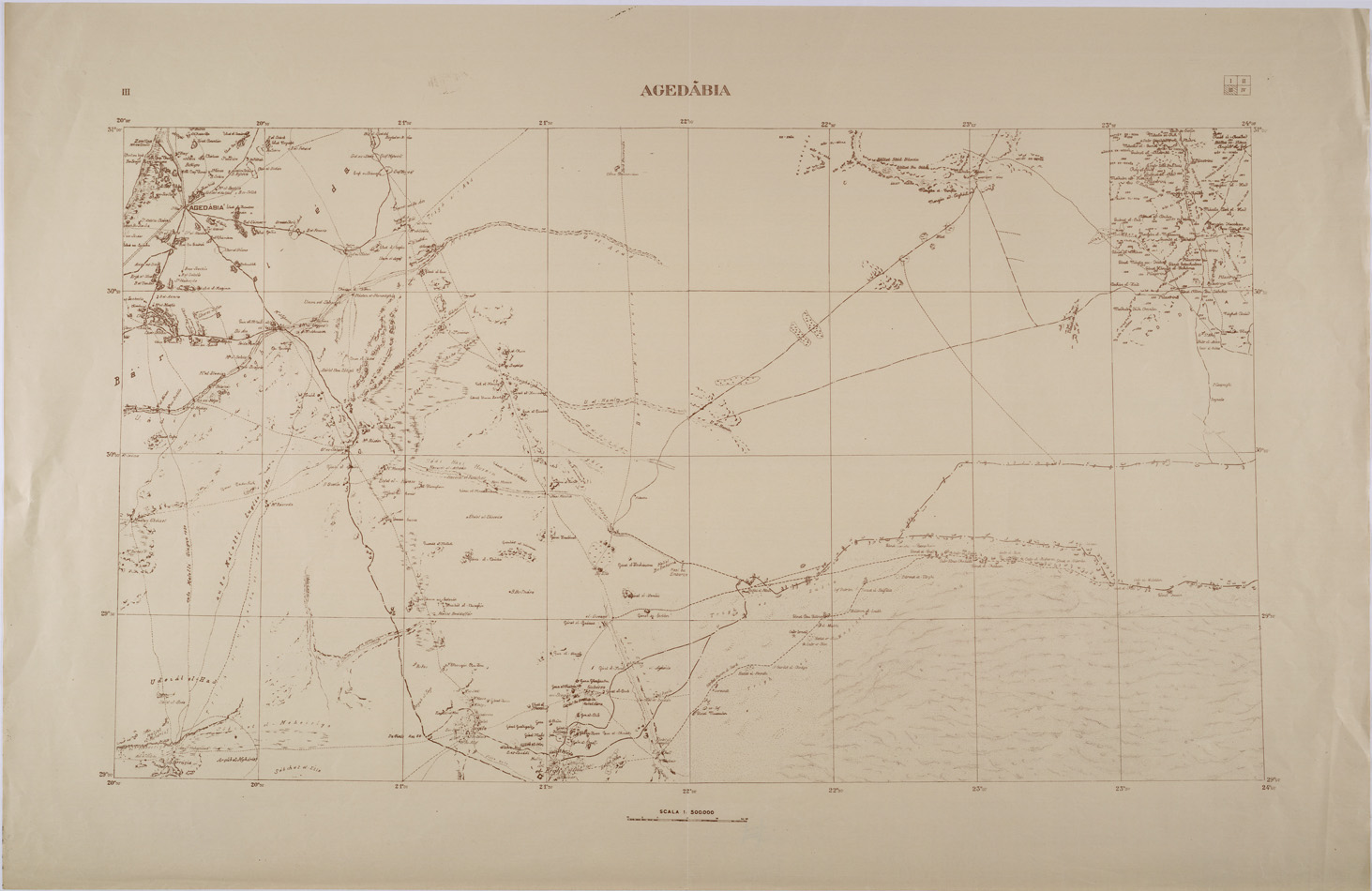 (N:31478) CIRENAICA - FOGLIO III - AGEDABIA. (SE005538) Carte e stampe antiche: riproduzione a colori su carta (formato A1)