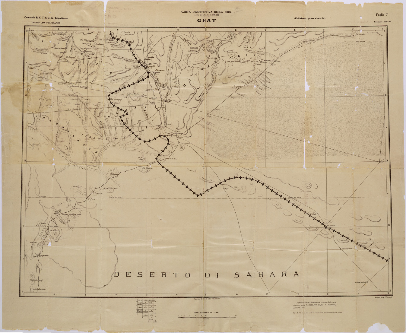(N:31504) CARTA DIMOSTRATIVA DELLA LIBIA - FOGLIO 7 - GHAT. (SE005573) Carte e stampe antiche: riproduzione a colori su carta (formato A1)