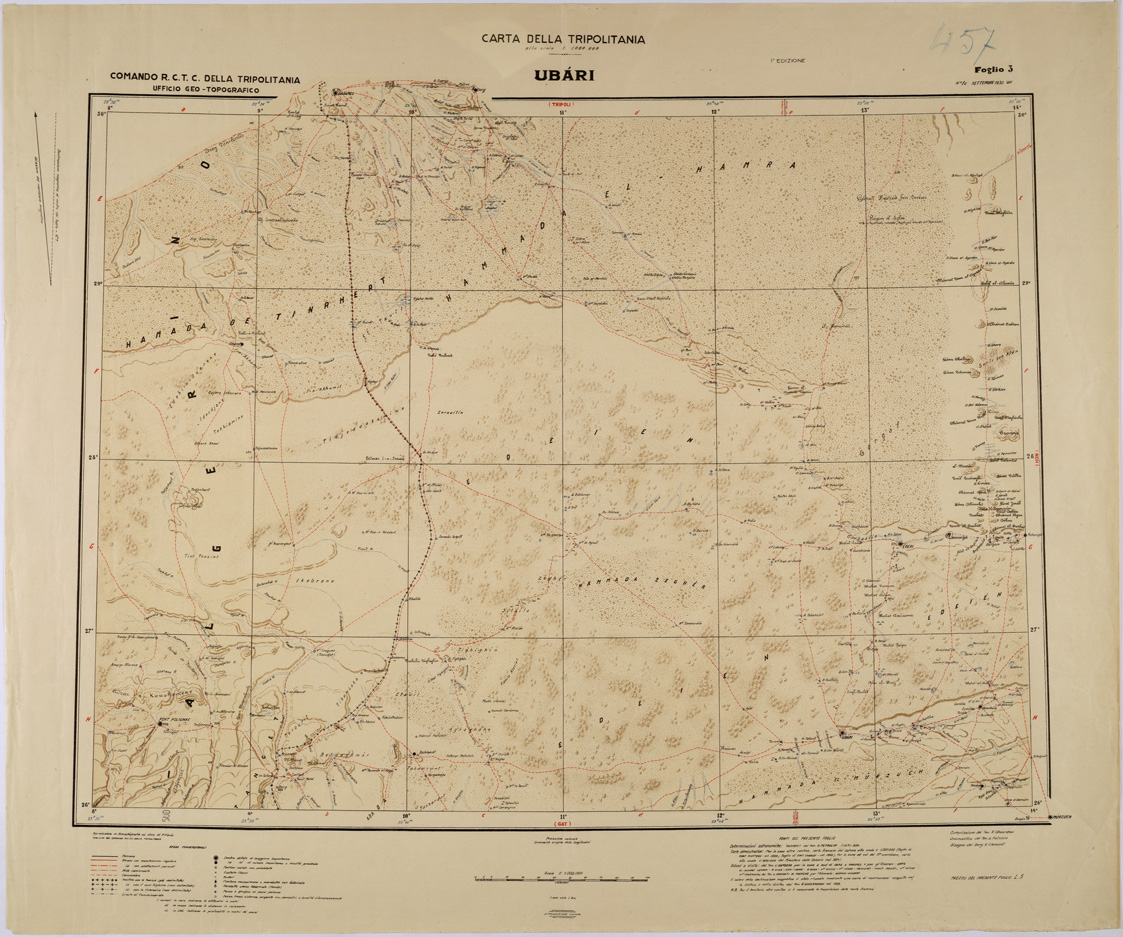(N:31518) CARTA DELLA TRIPOLITANIA - FOGLIO 3 - UBARI. (SE005592) Carte e stampe antiche: riproduzione a colori su carta (formato A1)