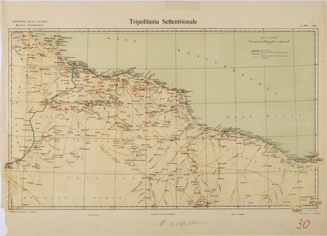 (N:31522) TRIPOLITANIA SETTENTRIONALE. (SE005596) Carte e stampe antiche: riproduzione a colori su carta (formato A1)