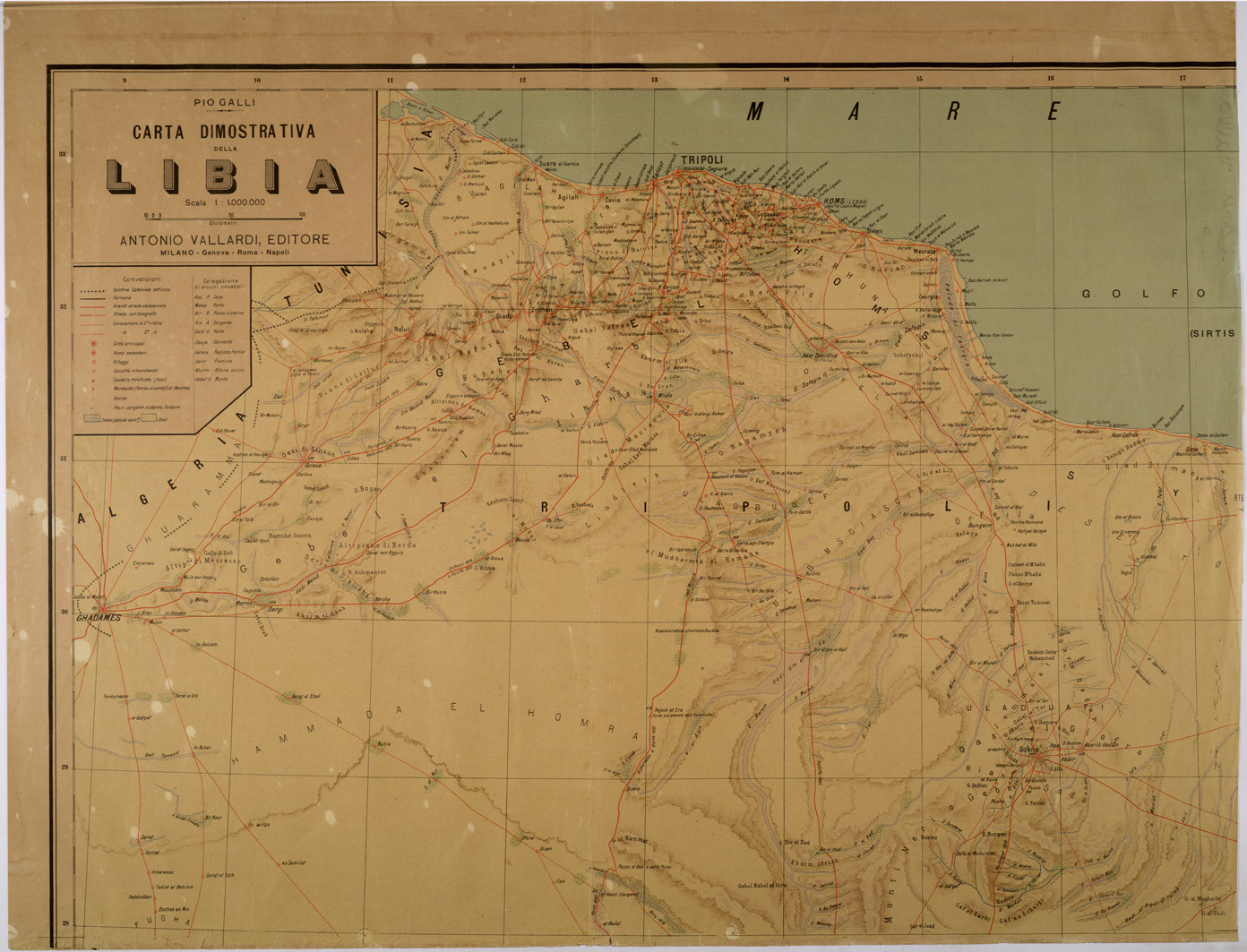 (N:31525) CARTA DIMOSTRATIVA DELLA LIBIA - TAVOLA 1. (SE005599) Carte e stampe antiche: riproduzione a colori su carta (formato A1)