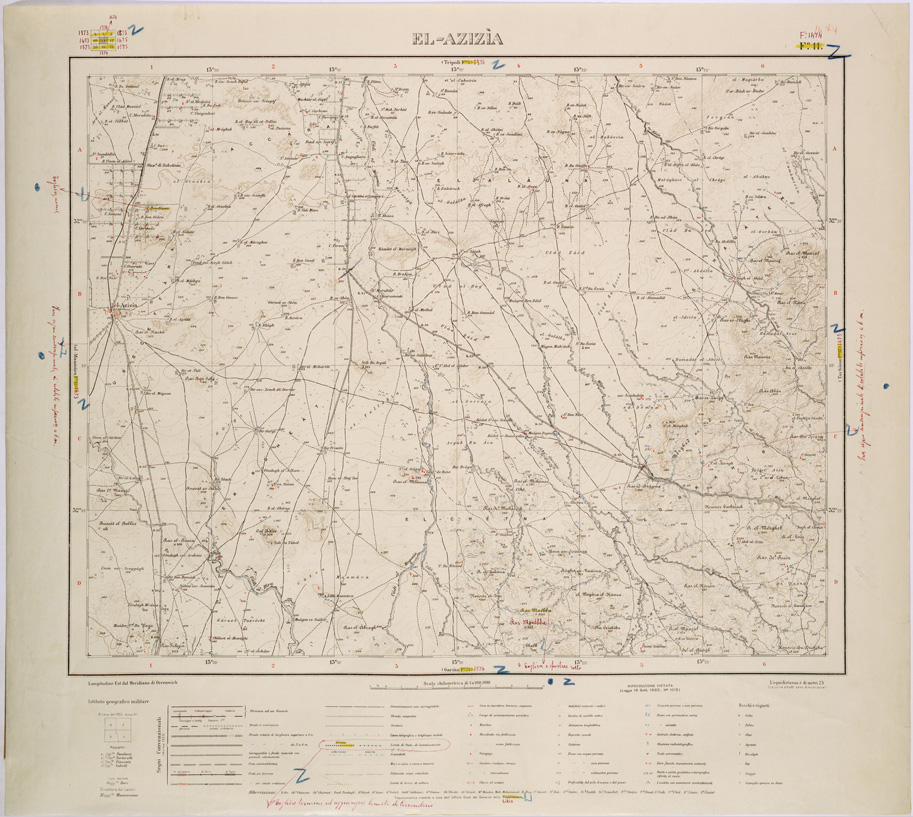 (N:31569) LIBIA - FOGLIO 1474 - EL-AZIZIA. (SE005720) Carte e stampe antiche: riproduzione a colori su carta (formato A1)