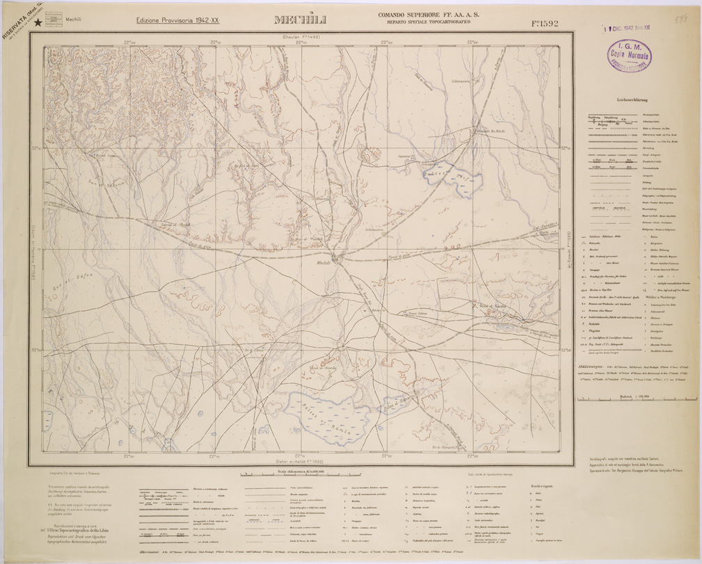 (N:31592) LIBIA - FOGLIO 1592 - MECHILI. (SE005743) Carte e stampe antiche: riproduzione a colori su carta (formato A1)