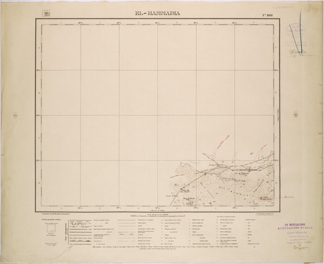 (N:31597) LIBIA - FOGLIO 1668 - EL-HAMMADIA. (SE005748) Carte e stampe antiche: riproduzione a colori su carta (formato A1)