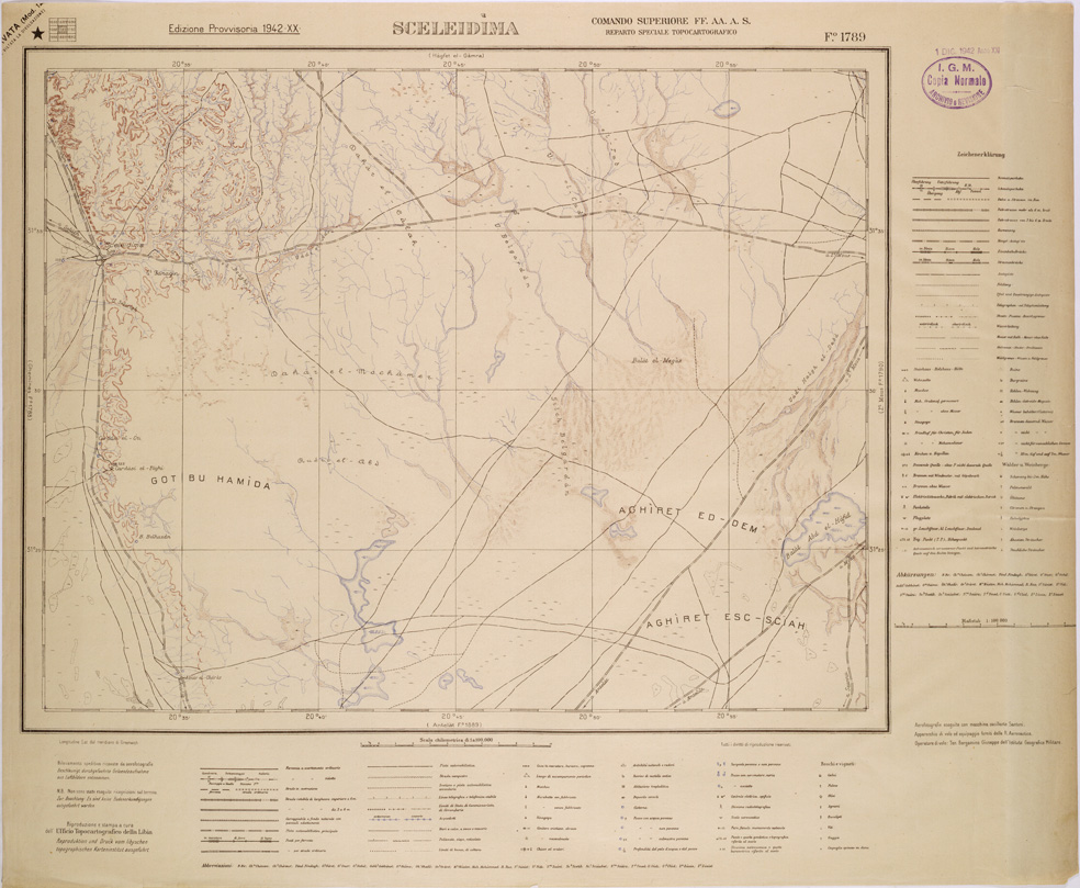 (N:31618) LIBIA - FOGLIO 1789 - SCELEIDIMA. (SE005769) Carte e stampe antiche: riproduzione a colori su carta (formato A1)