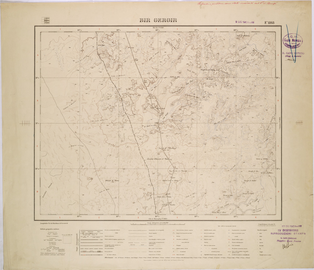 (N:31627) LIBIA - FOGLIO 1868 - BIR GERGIR. (SE005779) Carte e stampe antiche: riproduzione a colori su carta (formato A1)