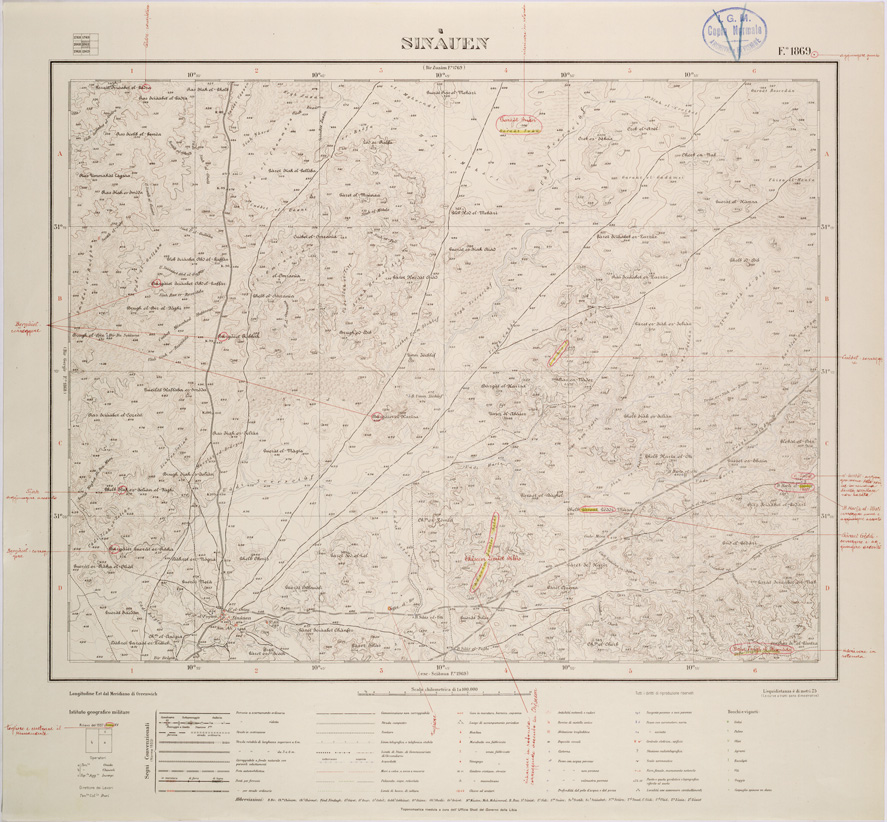 (N:31628) LIBIA - FOGLIO 1869 - SINAUEN. (SE005780) Carte e stampe antiche: riproduzione a colori su carta (formato A1)