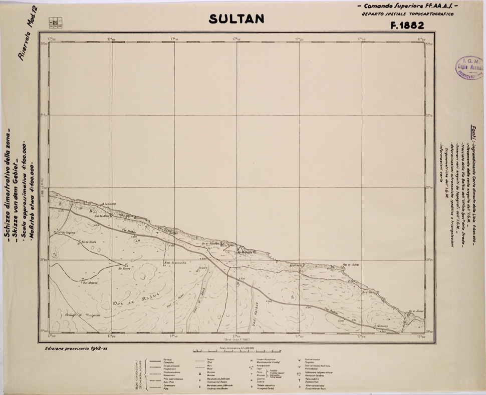 (N:31631) LIBIA - FOGLIO 1882 - SULTAN. (SE005783) Carte e stampe antiche: riproduzione a colori su carta (formato A1)