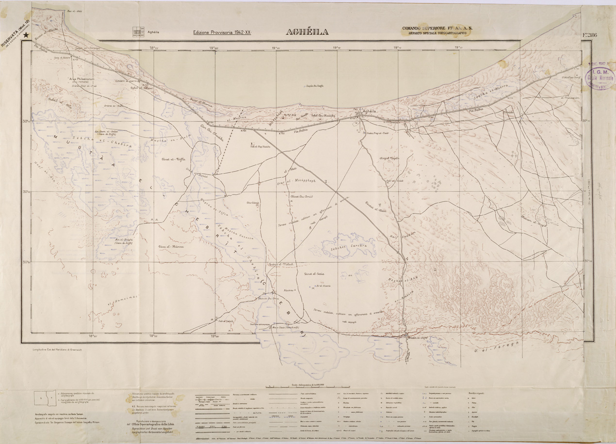 (N:31666) LIBIA - FOGLIO 2186 - AGHEILA. (SE005817) Carte e stampe antiche: riproduzione a colori su carta (formato A1)