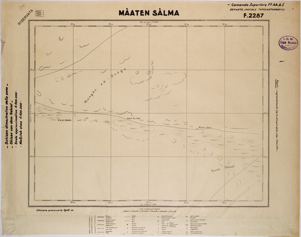 (N:31673) LIBIA - FOGLIO 2287 - MAATEN SALMA. (SE005824) Carte e stampe antiche: riproduzione a colori su carta (formato A1)