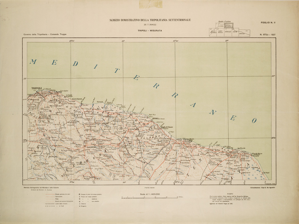 (N:31799) SCHIZZO DIMOSTRATIVO DELLA TRIPOLITANIA SETTENTRIONALE - FOGLIO II -TRIPOLI MISURATA. (SE005937) Carte e stampe antiche: riproduzione a colori su carta (formato A1)
