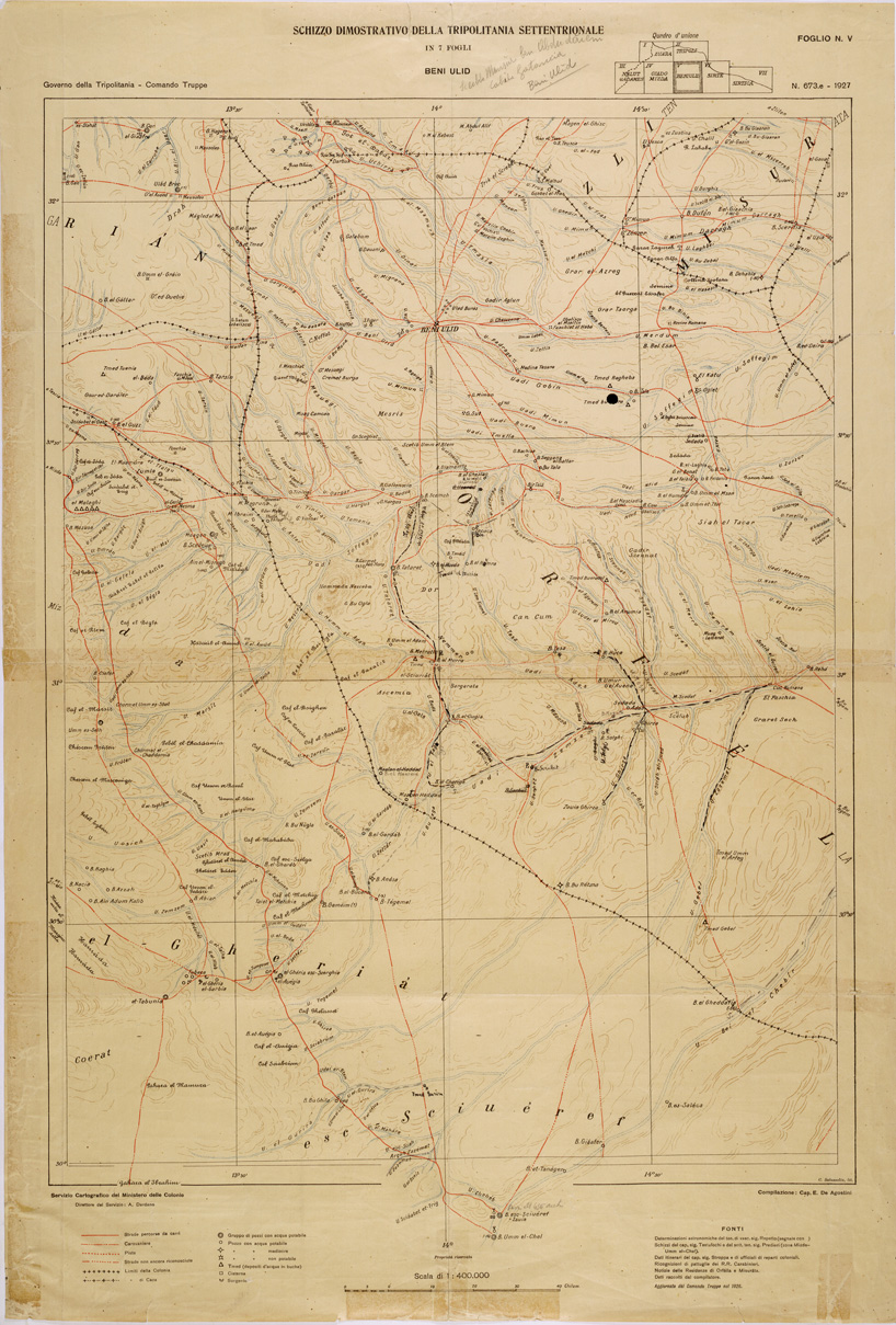 (N:31802) SCIZZO DIMOSTRATIVO DELLA TRIPOLITANIA SETTENTRIONALE - FOGLIO V - BENI ULID. (SE005940) Carte e stampe antiche: riproduzione a colori su carta (formato A1)