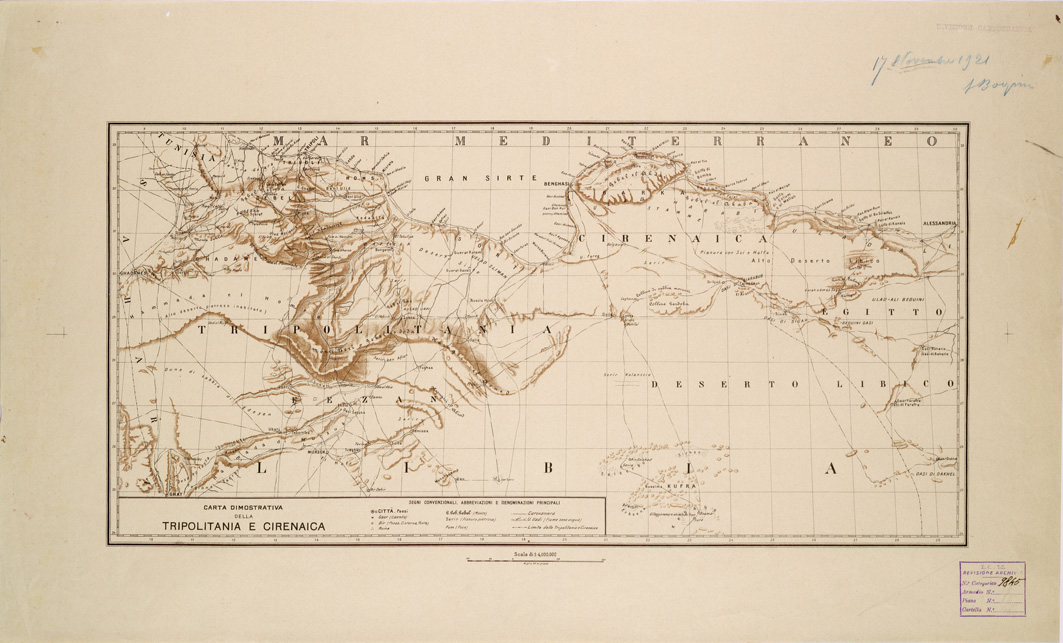 (N:31833) TRIPOLITANIA E CIRENAICA. (SE006012) Carte e stampe antiche: riproduzione a colori su carta (formato A1)