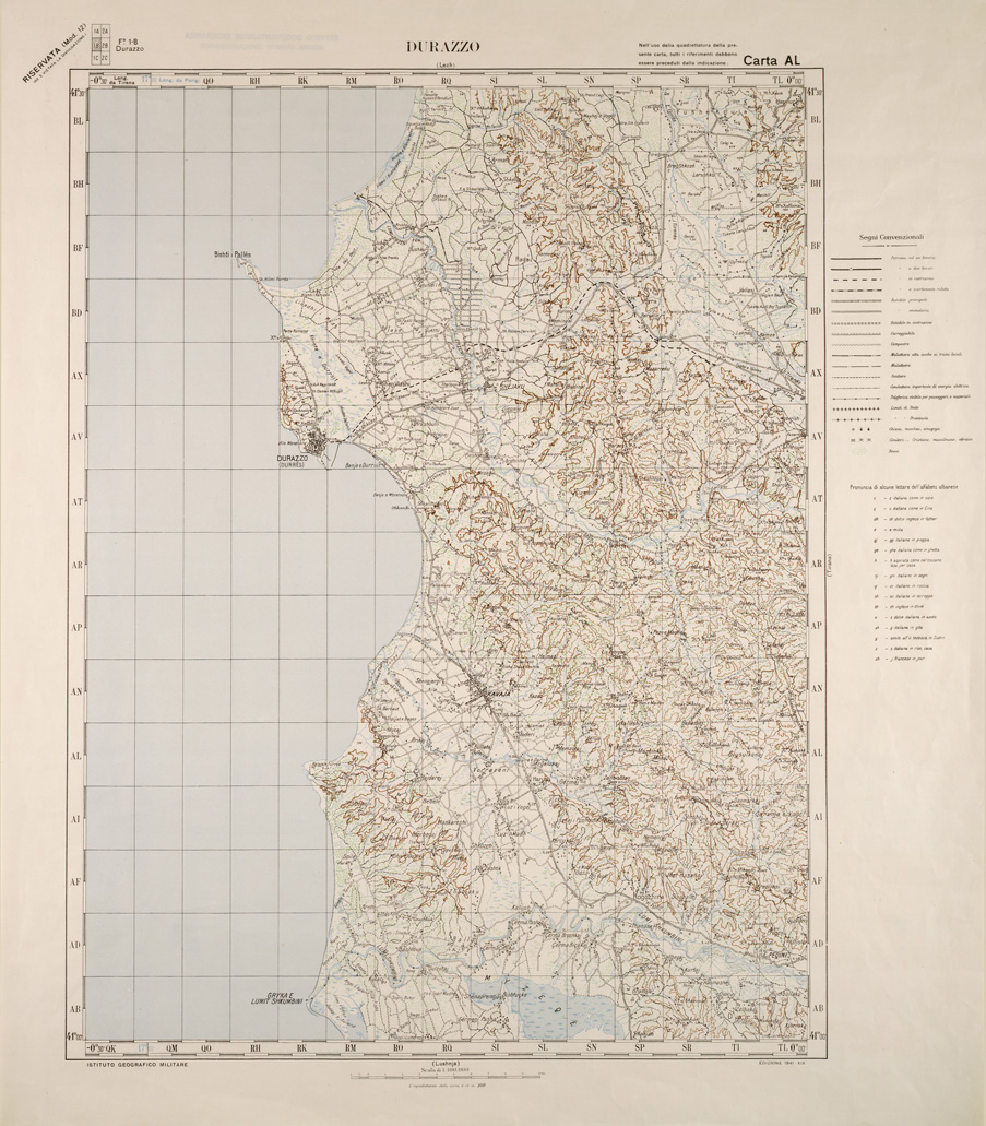 (N:31777) ALBANIA FOGLIO 1 B DURAZZO (SE006027) Carte e stampe antiche: riproduzione a colori su carta (formato A1)
