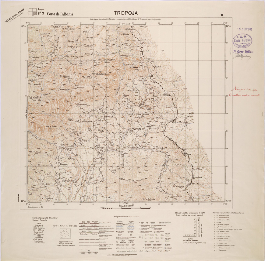 (N:31843) CARTA DELL'ALBANIA FOGLIO 2 II TROPOJA (SE006040) Carte e stampe antiche: riproduzione a colori su carta (formato A1)