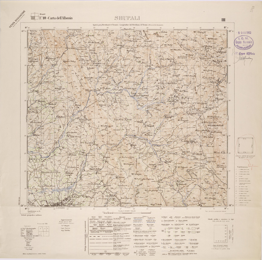 (N:31958) CARTA DELL'ALBANIA FOGLIO 10 III SHUPALI (SE006063) Carte e stampe antiche: riproduzione a colori su carta (formato A1)
