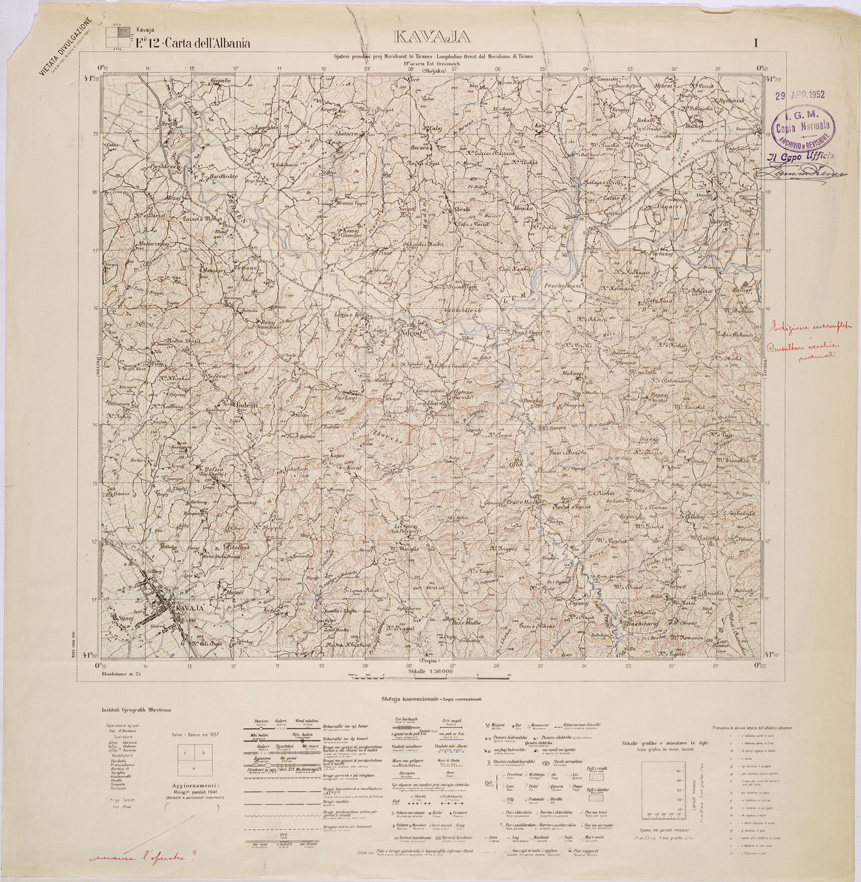 (N:31962) CARTA DELL'ALBANIA FOGLIO 12 I KAVAJA (SE006067) Carte e stampe antiche: riproduzione a colori su carta (formato A1)
