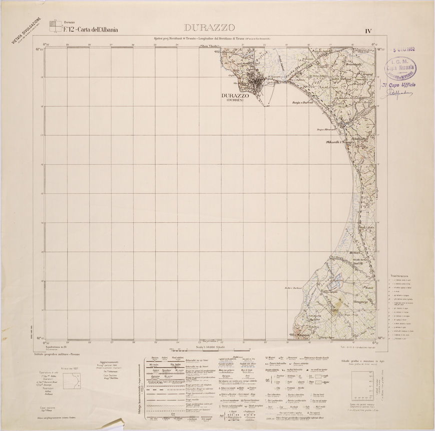 (N:31965) CARTA DELL'ALBANIA FOGLIO 12 IV DURAZZO (SE006070) Carte e stampe antiche: riproduzione a colori su carta (formato A1)