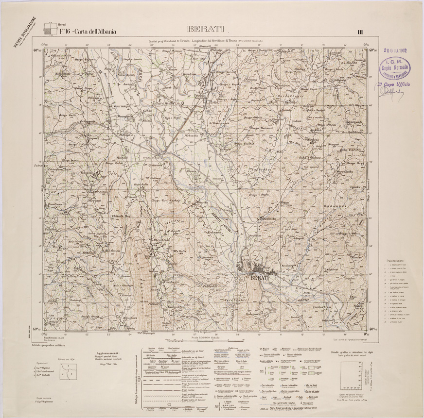 (N:31979) CARTA DELL'ALBANIA FOGLIO 16 III BERATI (SE006084) Carte e stampe antiche: riproduzione a colori su carta (formato A1)