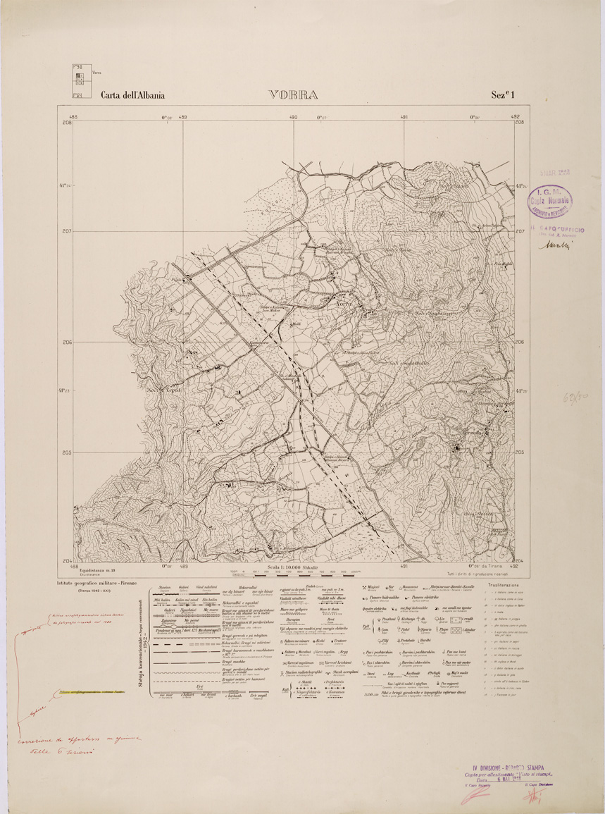 (N:31851) COMUNE DI VORRA - SEZIONE 1 (SE006123) Carte e stampe antiche: riproduzione a colori su carta (formato A1)