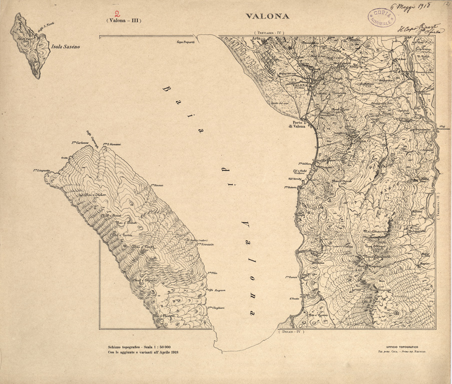 (N:31872) ALBANIA MERIDIONALE - VALONA (SE006152) Carte e stampe antiche: riproduzione a colori su carta (formato A1)