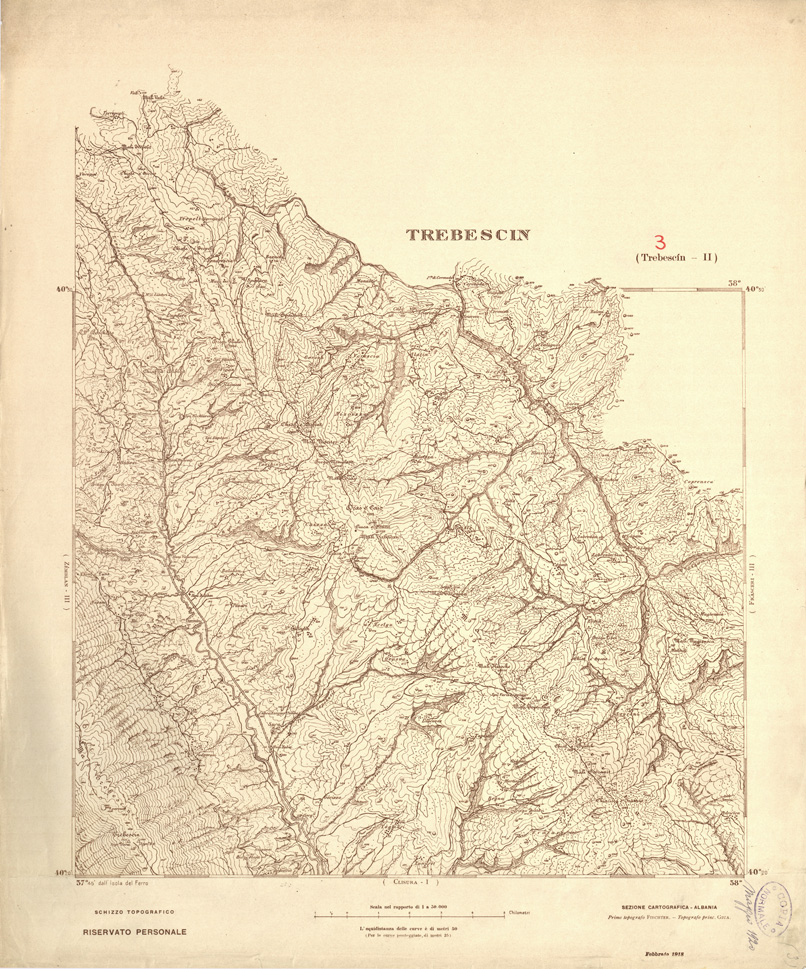 (N:31875) ALBANIA MERIDIONALE - TREBESCIN (SE006171) Carte e stampe antiche: riproduzione a colori su carta (formato A1)