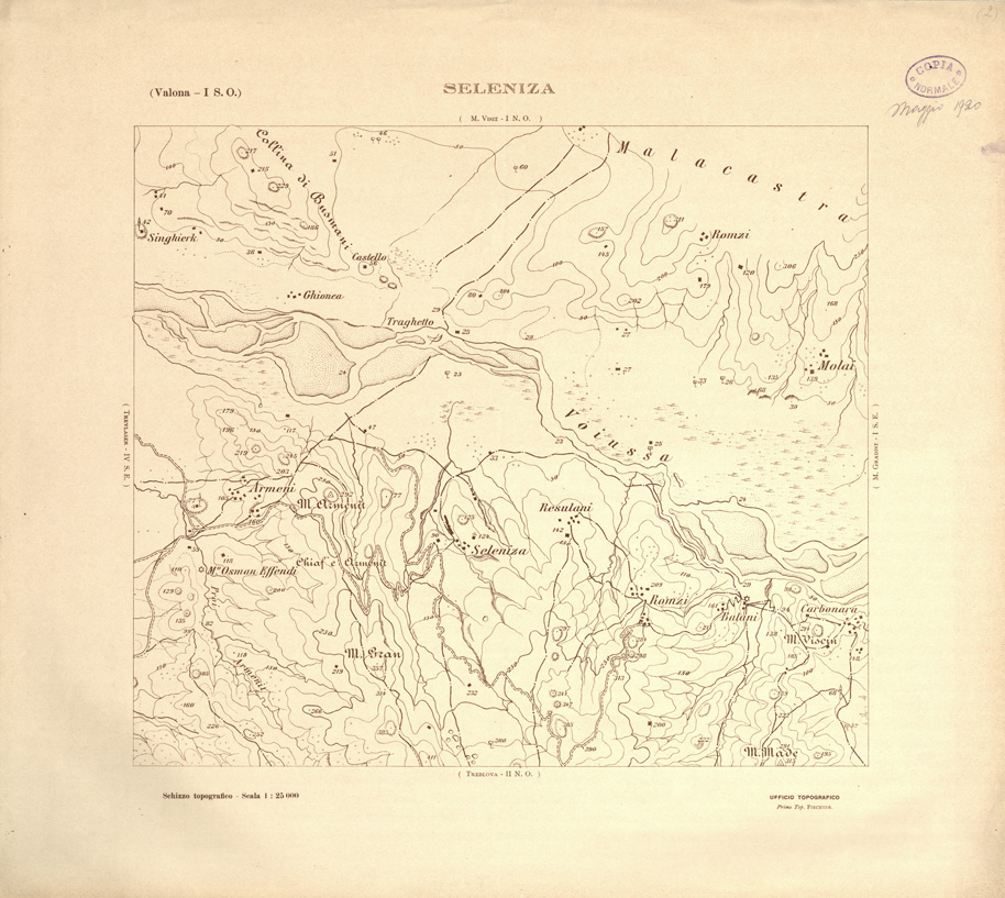(N:31886) ALBANIA MERIDIONALE - SELENIZA (SE006183) Carte e stampe antiche: riproduzione a colori su carta (formato A1)