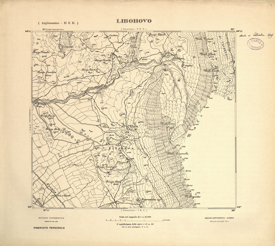 (N:31925) ALBANIA MERIDIONALE - LIBOHOVO (SE006221) Carte e stampe antiche: riproduzione a colori su carta (formato A1)