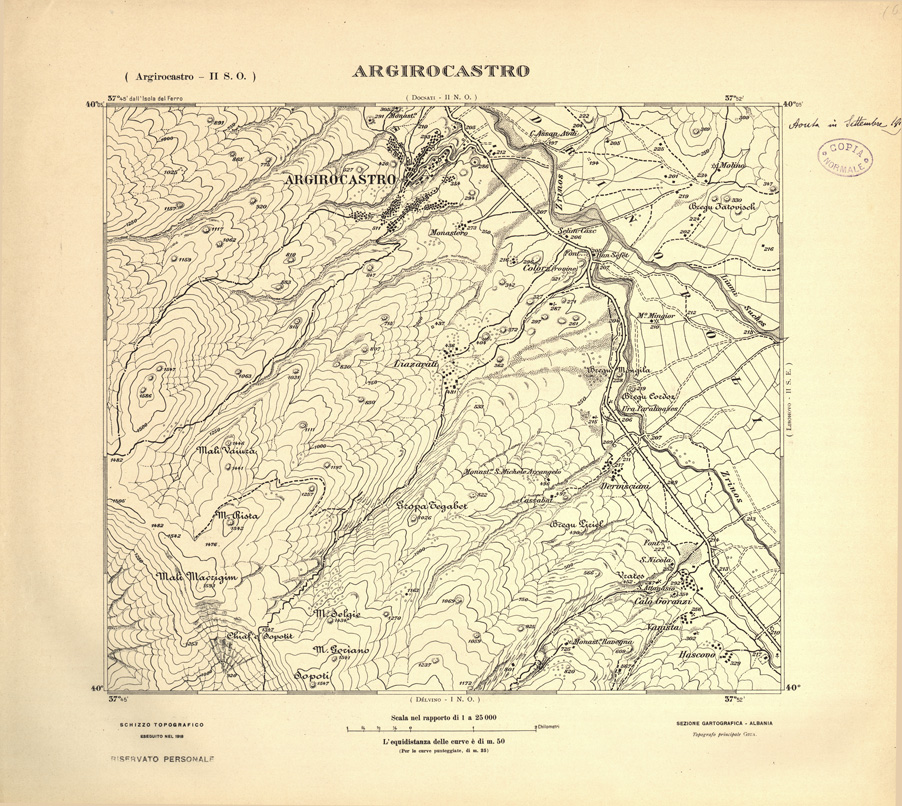 (N:31926) ALBANIA MERIDIONALE - ARGIROCASTRO (SE006222) Carte e stampe antiche: riproduzione a colori su carta (formato A1)