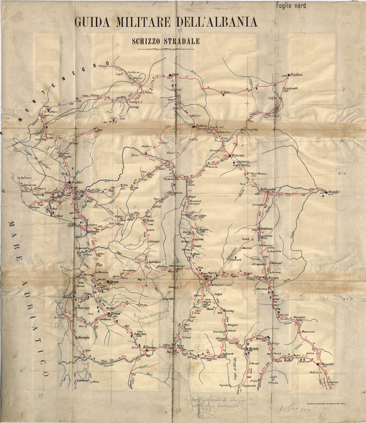 (N:32024) GUIDA MILITARE DELL'ALBANIA - FOGLIO NORD (SE006285) Carte e stampe antiche: riproduzione a colori su carta (formato A1)