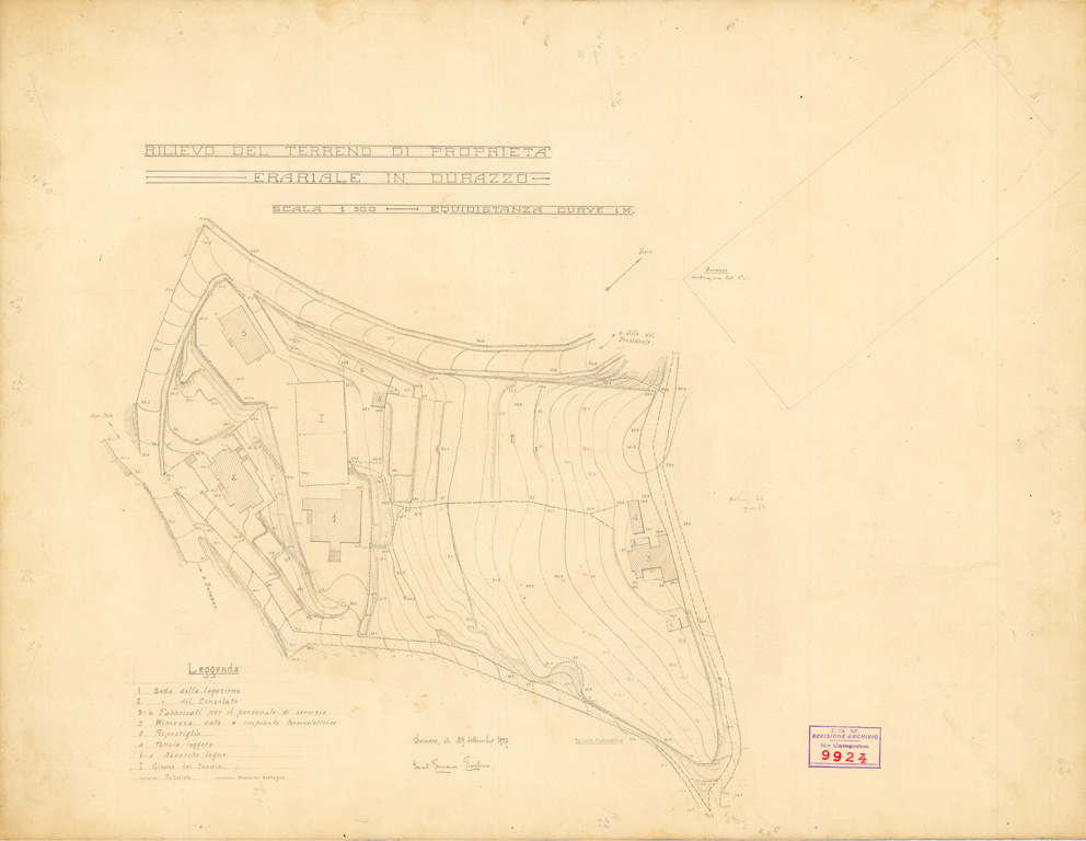 (N:35306) RILIEVO DEL TERRENO DI PROPRIETA' ERARIALE IN DURAZZO (SE006307) Carte e stampe antiche: riproduzione a colori su carta (formato A1)