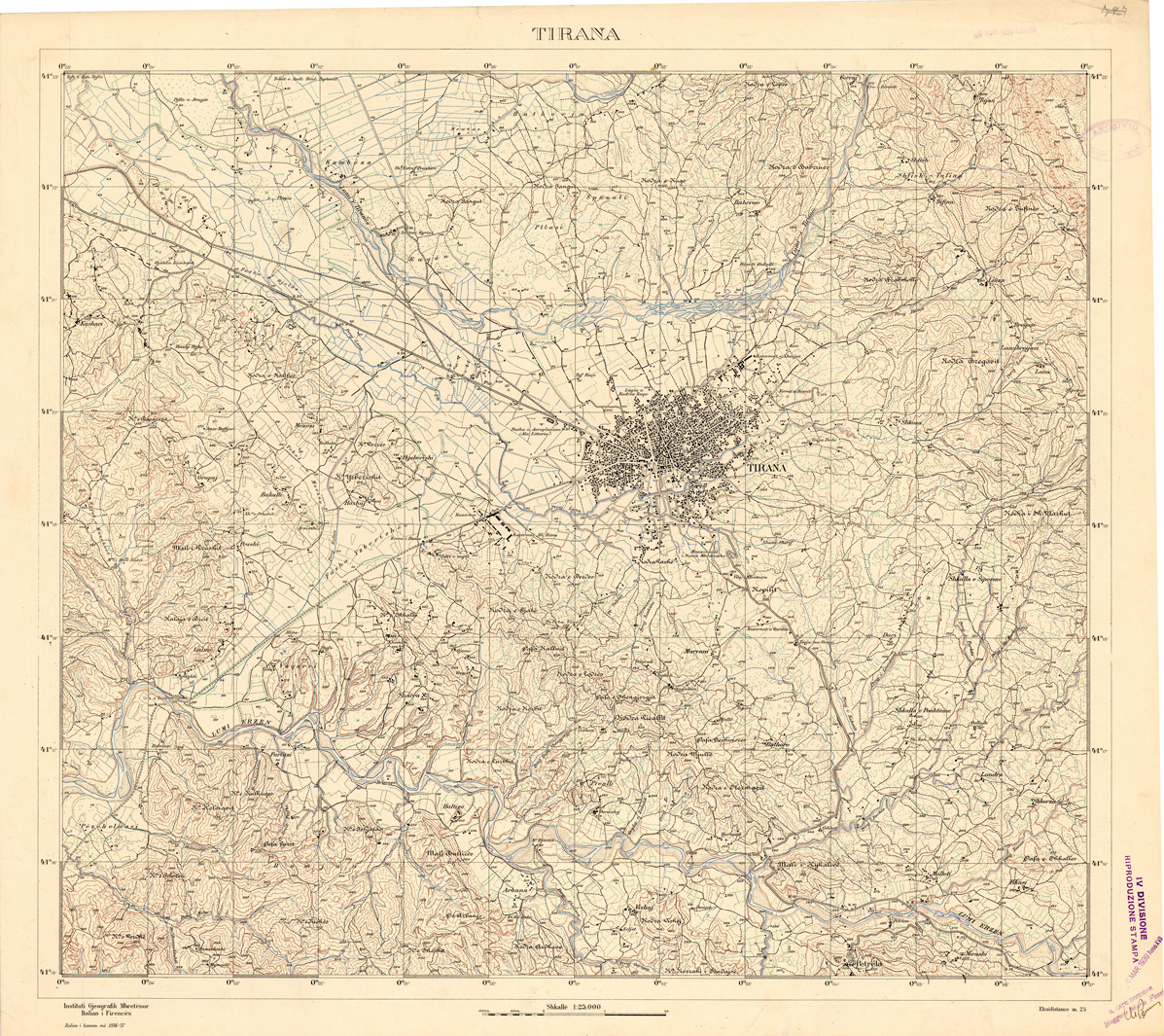 (N:35308) TIRANA (SE006334) Carte e stampe antiche: riproduzione a colori su carta (formato A1)