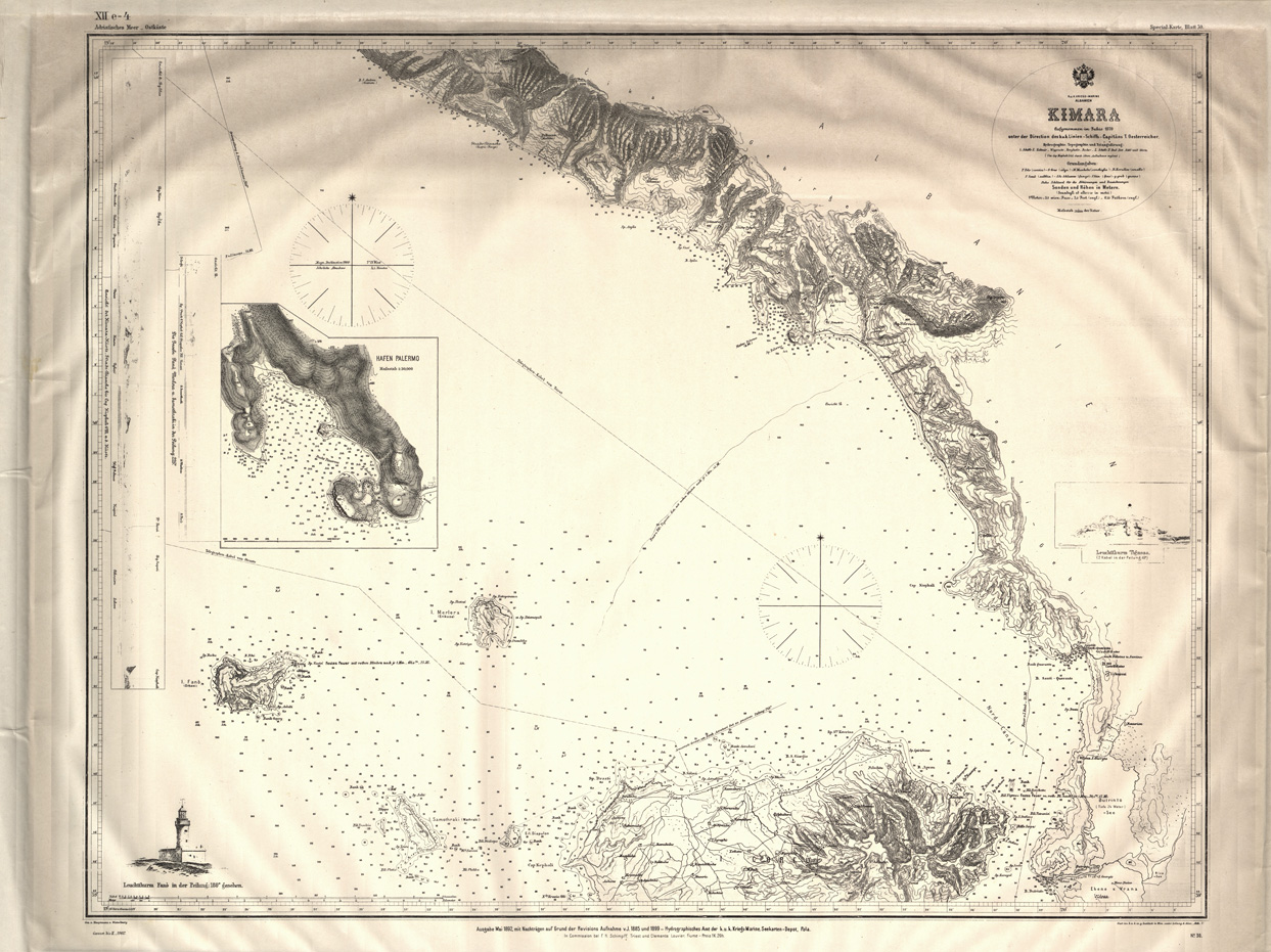 (N:32107) CARTA IDROGRAFICA DELL'ALBANIA - FOGLIO 30 - KIMARA (SE006390) Carte e stampe antiche: riproduzione a colori su carta (formato A1)