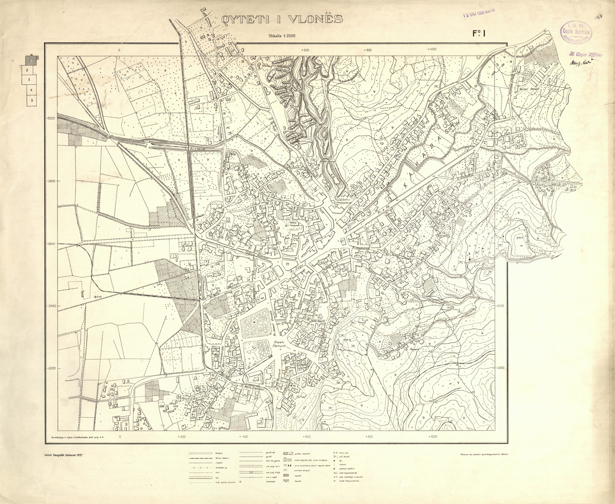(N:32165) QYTETI I VLONES ( VALONA ) - FOGLIO 1 (SE006435) Carte e stampe antiche: riproduzione a colori su carta (formato A1)