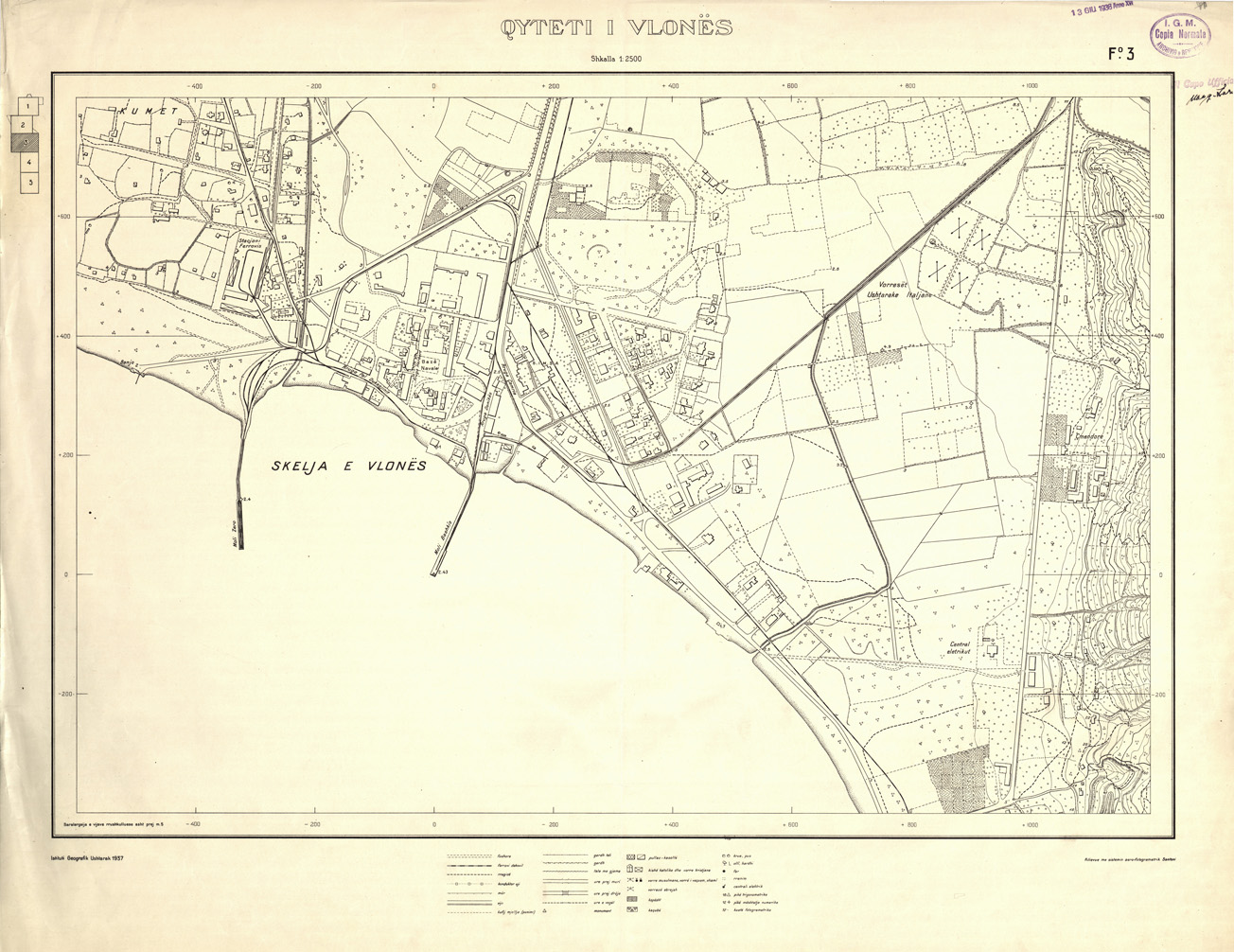 (N:32168) QYTETI I VLONES ( VALONA ) - FOGLIO 3 (SE006439) Carte e stampe antiche: riproduzione a colori su carta (formato A1)