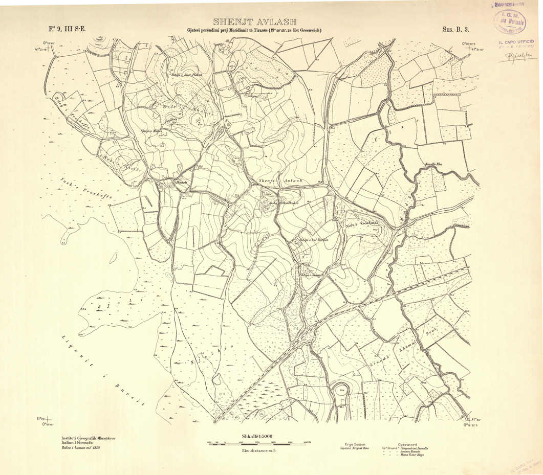 (N:32229) ALBANIA RILIEVI IGM - FOGLIO 9 III SE - SHENJT AVLASH B3 (SE006495) Carte e stampe antiche: riproduzione a colori su carta (formato A1)