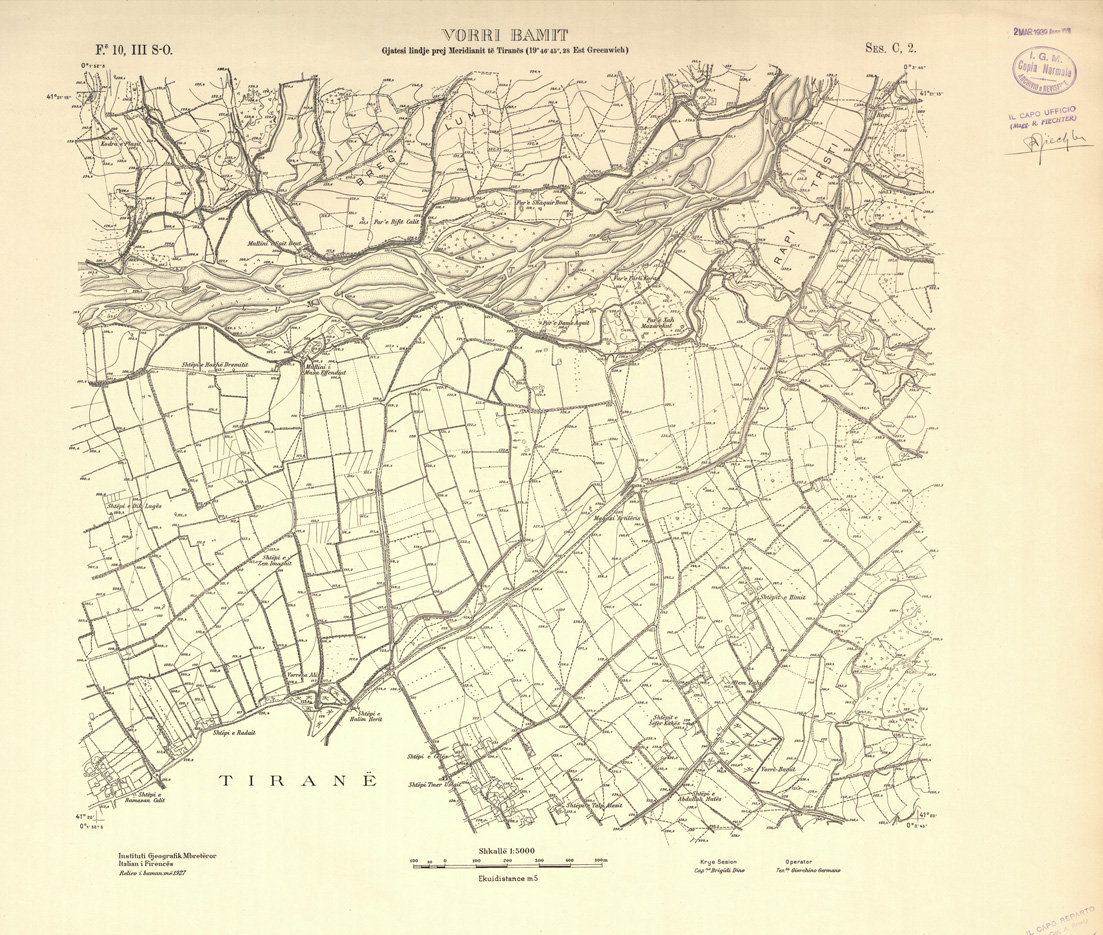 (N:32231) ALBANIA RILIEVI IGM - FOGLIO 10 III SO - VORRI BAMIT C2 (SE006496) Carte e stampe antiche: riproduzione a colori su carta (formato A1)