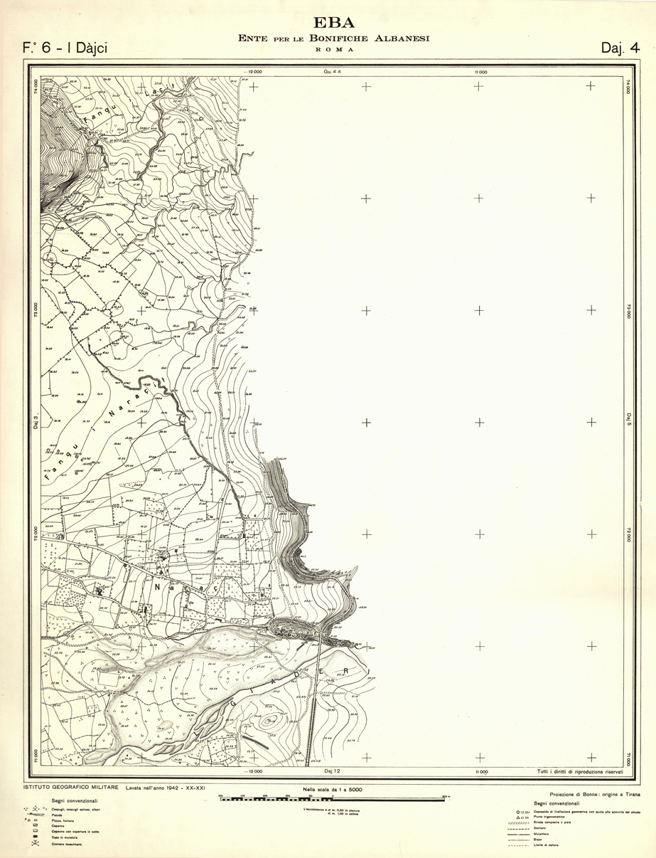 (N:32305) ENTE PER LE BONIFICHE ALBANESI - FOGLIO 06 I - DAJCI DAJ 04 (SE006612) Carte e stampe antiche: riproduzione a colori su carta (formato A1)