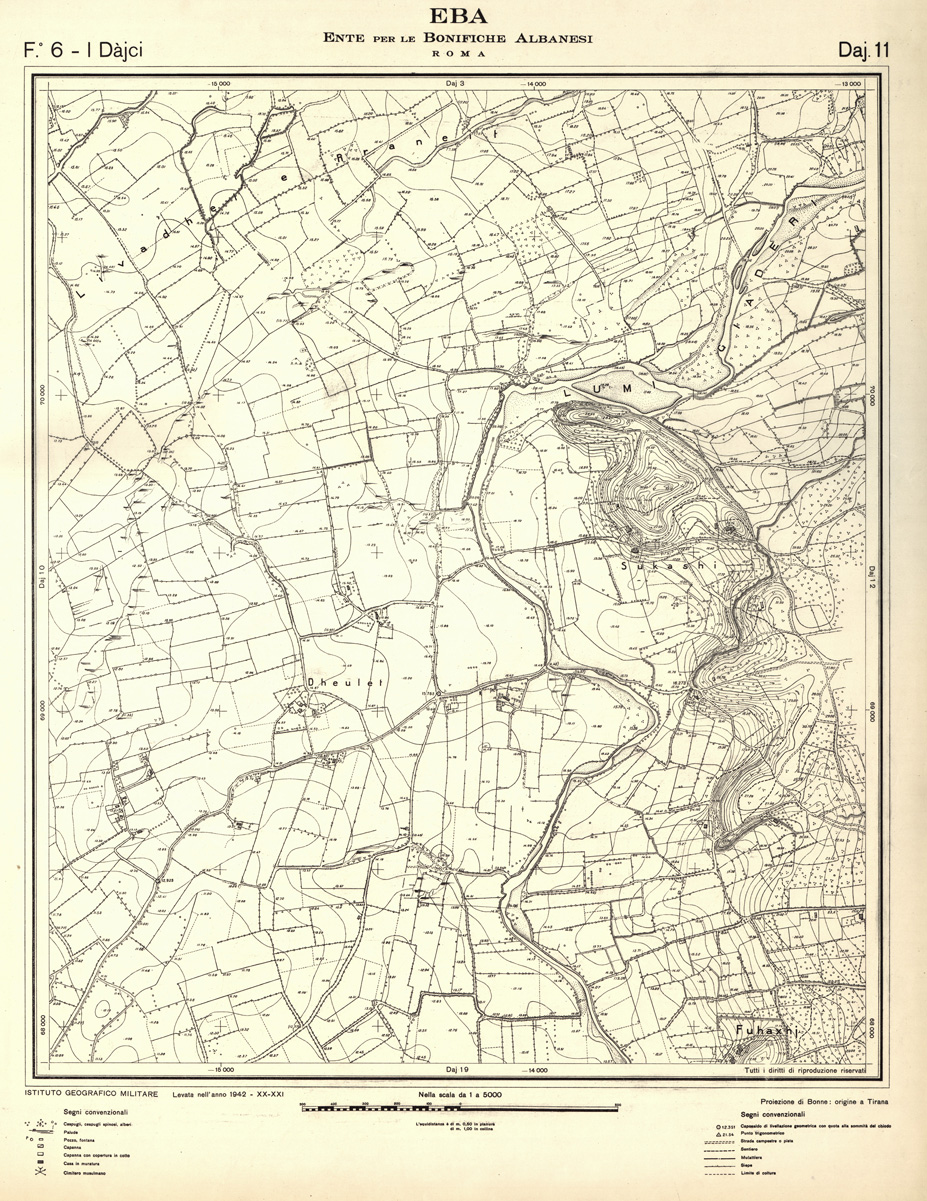 (N:32308) ENTE PER LE BONIFICHE ALBANESI - FOGLIO 06 I - DAJCI DAJ 11 (SE006615) Carte e stampe antiche: riproduzione a colori su carta (formato A1)