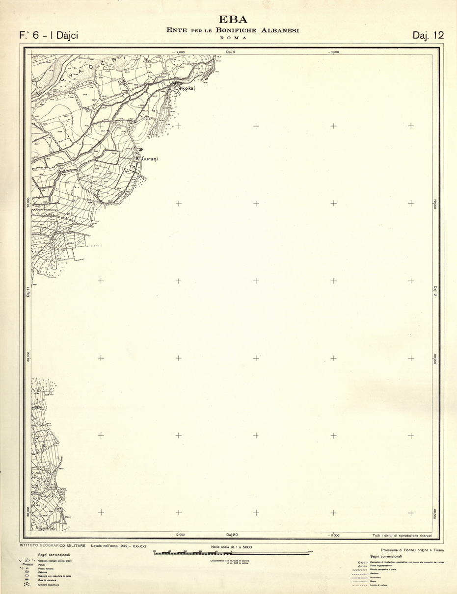 (N:32309) ENTE PER LE BONIFICHE ALBANESI - FOGLIO 06 I - DAJCI DAJ 12 (SE006616) Carte e stampe antiche: riproduzione a colori su carta (formato A1)