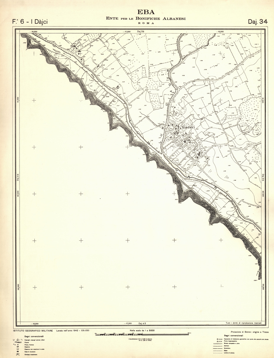 (N:32315) ENTE PER LE BONIFICHE ALBANESI - FOGLIO 06 I - DAJCI DAJ 34 (SE006622) Carte e stampe antiche: riproduzione a colori su carta (formato A1)