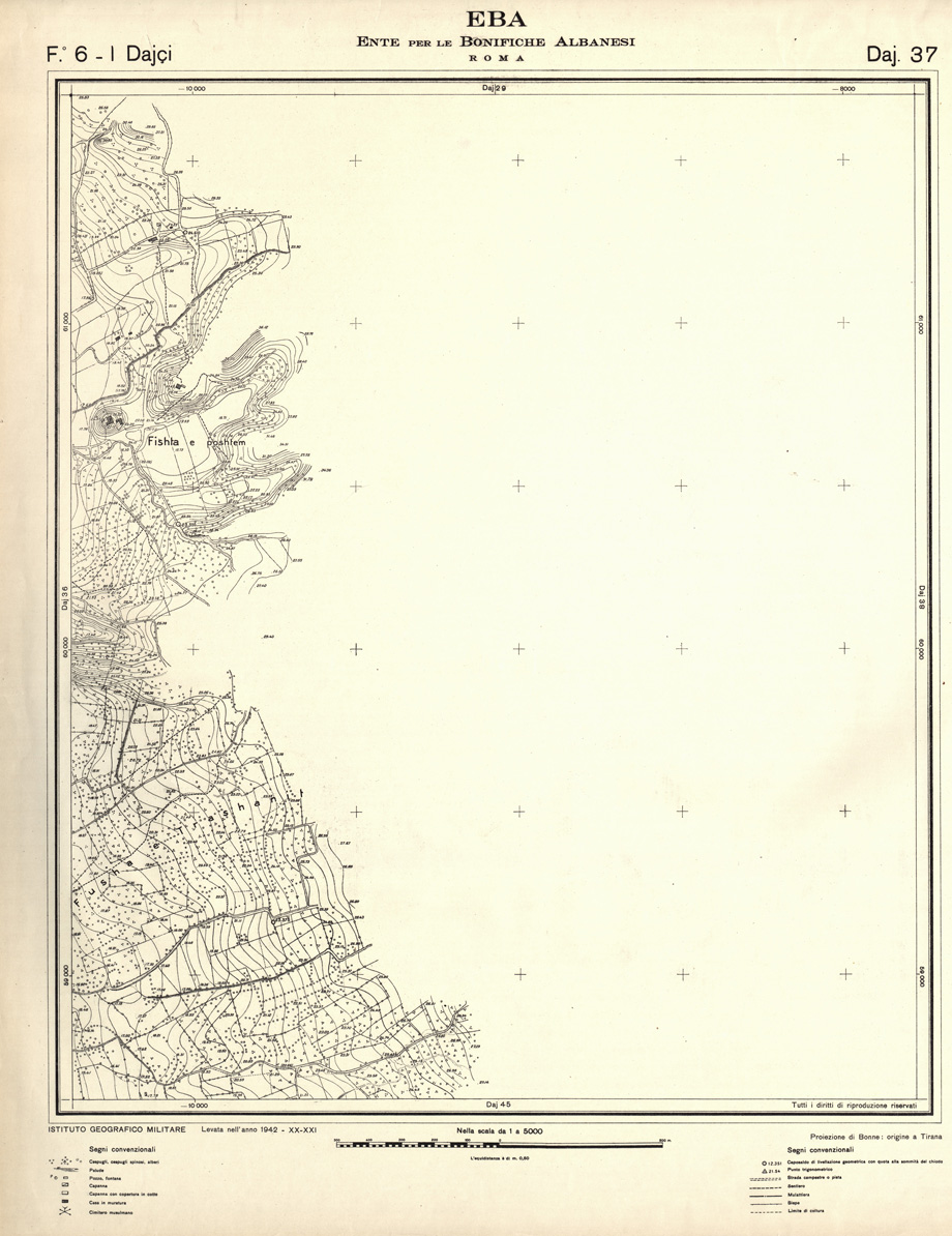 (N:32317) ENTE PER LE BONIFICHE ALBANESI - FOGLIO 06 I - DAJCI DAJ 37 (SE006624) Carte e stampe antiche: riproduzione a colori su carta (formato A1)