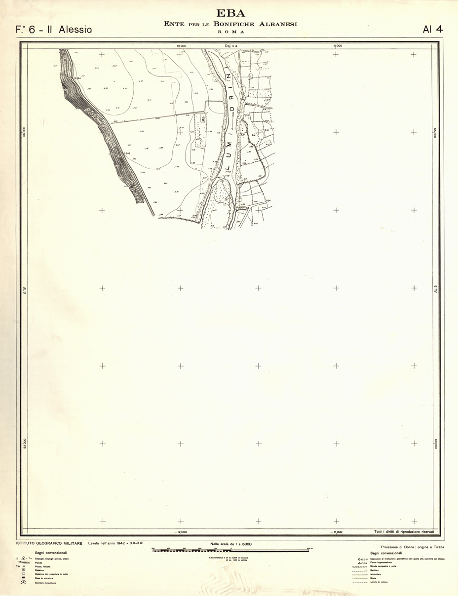 (N:32320) ENTE PER LE BONIFICHE ALBANESI - FOGLIO 06 II - ALESSIO AL 04 (SE006627) Carte e stampe antiche: riproduzione a colori su carta (formato A1)