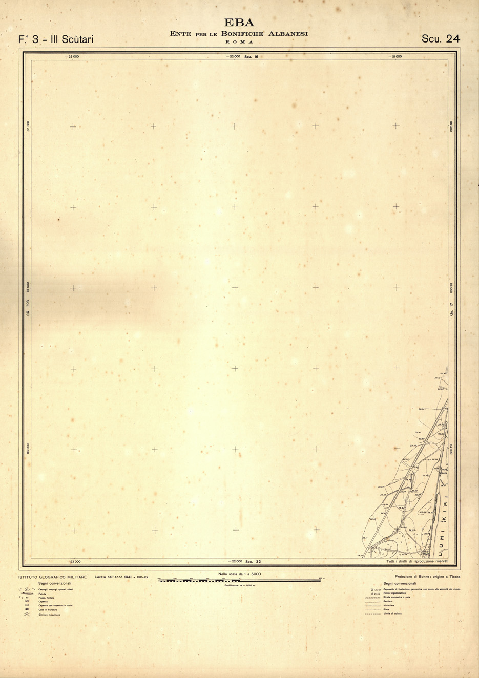 (N:32321) ENTE PER LE BONIFICHE ALBANESI - FOGLIO 03 III - SCUTARI SCU 24 (SE006628) Carte e stampe antiche: riproduzione a colori su carta (formato A1)