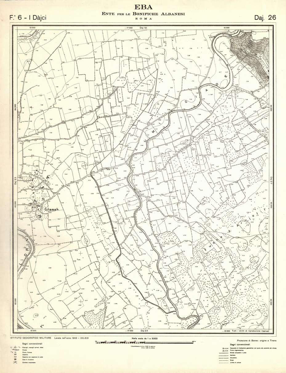 (N:32328) ENTE PER LE BONIFICHE ALBANESI - FOGLIO 06 I - DAJCI DAJ 26 (SE006635) Carte e stampe antiche: riproduzione a colori su carta (formato A1)